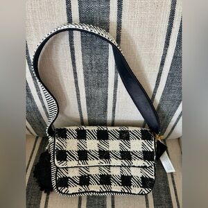 Beaded Black & White Houndstooth Purse
